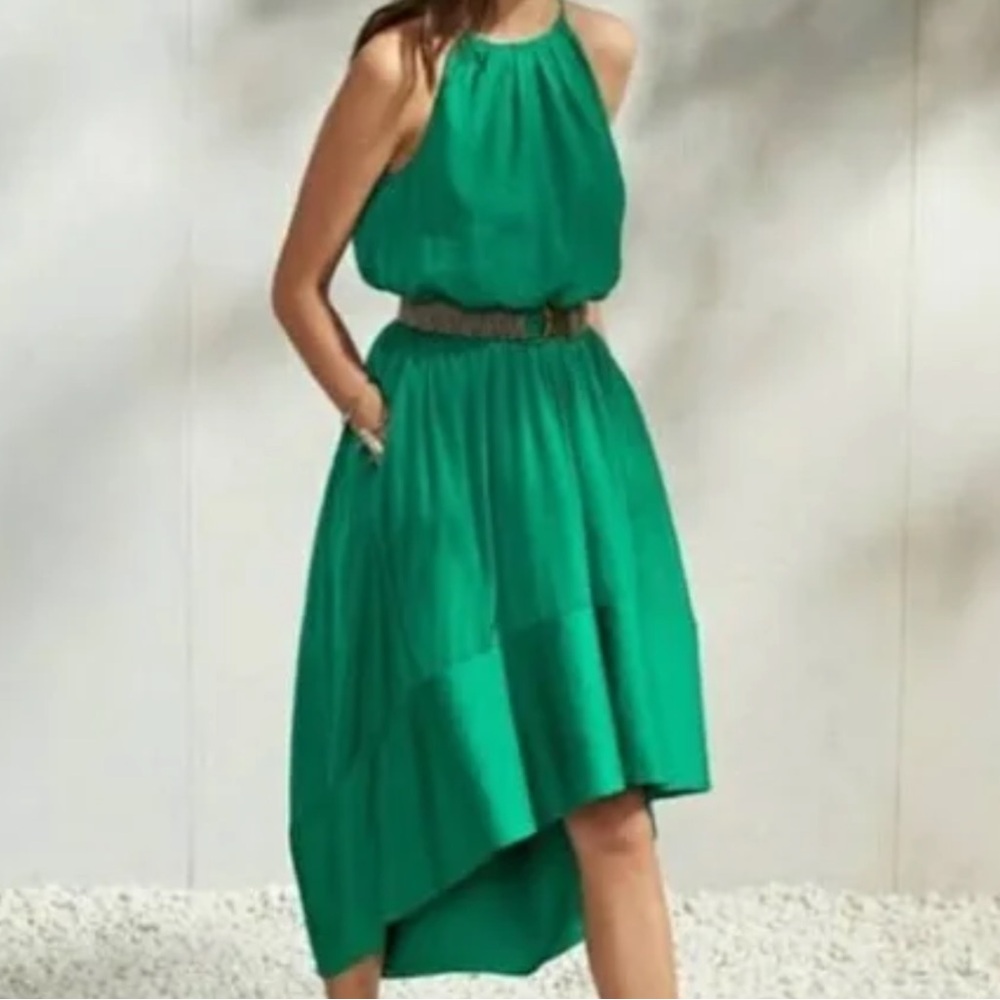 Banana Republic Kelly Green Halter High Low Dress